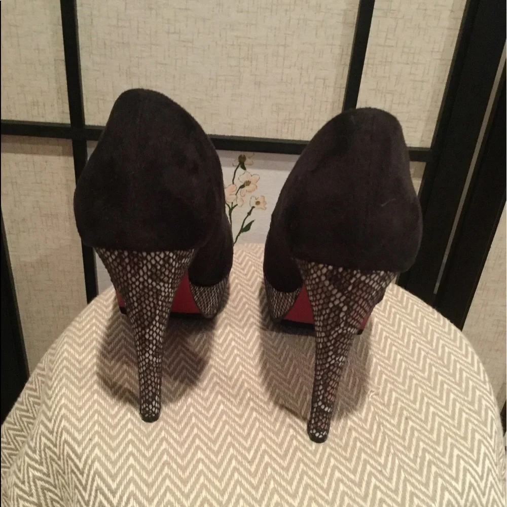 Beauty Heel Faux Suede and Faux Snakeskin Heels